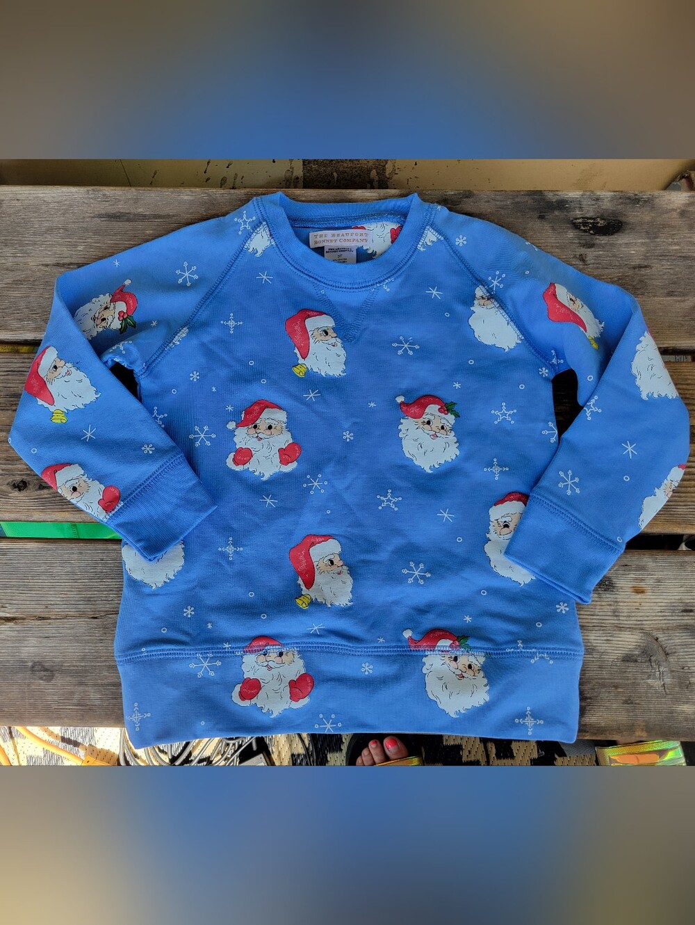 THE BEAUFORT BONNET CO SZ 3T VGUC BLUE SANTA CLAUS print pullover sweatshirt